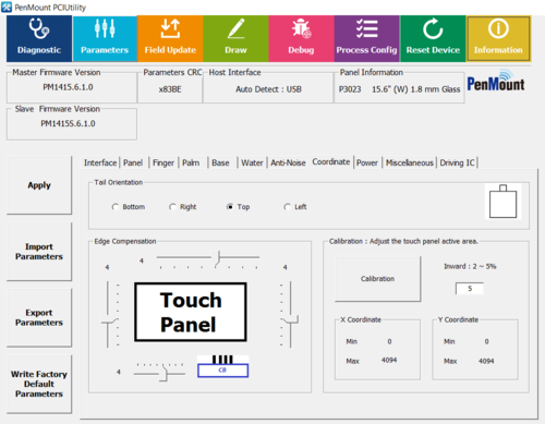PCAP touch controller software configuration